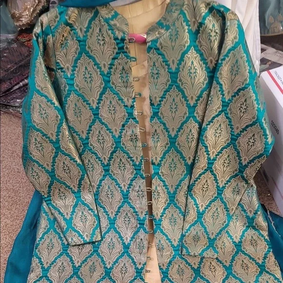 Dresses | Pakistani Formal Dress With Coat Style Full Suit With Coat Sea  Green Color | Poshmark